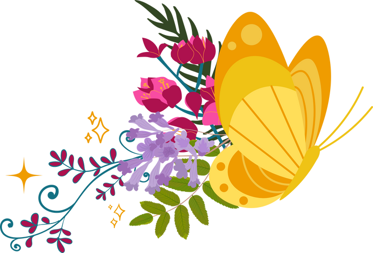 Decorative Butterfly and Flowers